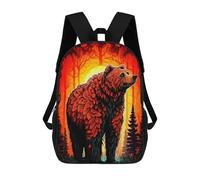 sinyumoney 1 Zaini Per Bambini Forest Bear Sunset Artwork Borsa Scolastica Stampata in 3D Borsa Alla Moda Borse Scolastiche Da Viaggio Per La Scuola O I Viaggi 17inch