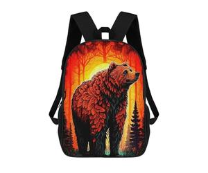 sinyumoney 1 Zaini Per Bambini Forest Bear Sunset Artwork Borsa Scolastica Stampata in 3D Borsa Alla Moda Borse Scolastiche Da Viaggio Per La Scuola O I Viaggi 17inch