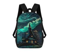 sinyumoney 1 Zaini Per Bambini Haunted Wizard House Borsa Scolastica Stampata in 3D Borsa Alla Moda Borse Scolastiche Da Viaggio Per La Scuola O I Viaggi 17inch