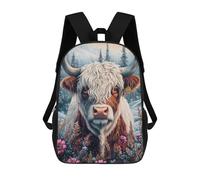 sinyumoney 1 Zaini Per Bambini Highland Cow in Winter Borsa Scolastica Stampata in 3D Borsa Alla Moda Borse Scolastiche Da Viaggio Per La Scuola O I Viaggi 17inch