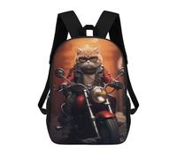 sinyumoney 1 Zaini Per Bambini Motorcycle Gang Funny Cat Borsa Scolastica Stampata in 3D Borsa Alla Moda Borse Scolastiche Da Viaggio Per La Scuola O I Viaggi 17inch