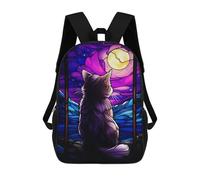sinyumoney 1 Zaini Per Bambini Munckhin Cat Stained Glass Borsa Scolastica Stampata in 3D Borsa Alla Moda Borse Scolastiche Da Viaggio Per La Scuola O I Viaggi 17inch