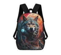 sinyumoney 1 Zaini Per Bambini Mysterious Moon Lone Wolf Borsa Scolastica Stampata in 3D Borsa Alla Moda Borse Scolastiche Da Viaggio Per La Scuola O I Viaggi 17inch