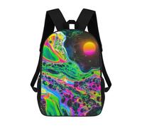 sinyumoney 1 Zaini Per Bambini Neon Cosmic Abstract Borsa Scolastica Stampata in 3D Borsa Alla Moda Borse Scolastiche Da Viaggio Per La Scuola O I Viaggi 17inch