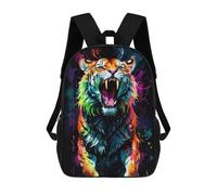 sinyumoney 1 Zaini Per Bambini Neon Watercolor Tiger Borsa Scolastica Stampata in 3D Borsa Alla Moda Borse Scolastiche Da Viaggio Per La Scuola O I Viaggi 17inch