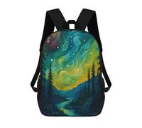 sinyumoney 1 Zaini Per Bambini Northern Lights Over Forest River Borsa Scolastica Stampata in 3D Borsa Alla Moda Borse Scolastiche Da Viaggio Per La Scuola O I Viaggi 17inch