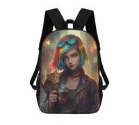 sinyumoney 1 Zaini Per Bambini Rainbow Hair Cat Coffee Borsa Scolastica Stampata in 3D Borsa Alla Moda Borse Scolastiche Da Viaggio Per La Scuola O I Viaggi 17inch
