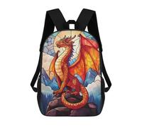sinyumoney 1 Zaini Per Bambini Stained Glass Dragon Borsa Scolastica Stampata in 3D Borsa Alla Moda Borse Scolastiche Da Viaggio Per La Scuola O I Viaggi 17inch