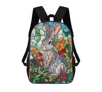sinyumoney 1 Zaini Per Bambini Stained Glass Rabbit Borsa Scolastica Stampata in 3D Borsa Alla Moda Borse Scolastiche Da Viaggio Per La Scuola O I Viaggi 17inch