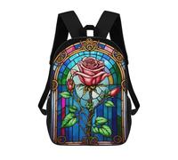 sinyumoney 1 Zaini Per Bambini Stained Glass Rose Borsa Scolastica Stampata in 3D Borsa Alla Moda Borse Scolastiche Da Viaggio Per La Scuola O I Viaggi 17inch