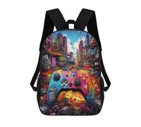 sinyumoney 1 Zaini Per Bambini Vibrant Gaming Controller in A Futuristic Cityscape Borsa Scolastica Stampata in 3D Borsa Alla Moda Borse Scolastiche Da Viaggio Per La Scuola O I Viaggi 17inch