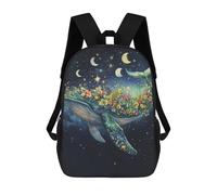 sinyumoney 1 Zaini Per Bambini Whale with Flowers in Space-2 Borsa Scolastica Stampata in 3D Borsa Alla Moda Borse Scolastiche Da Viaggio Per La Scuola O I Viaggi 17inch