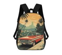 sinyumoney 1960s Vintage Car Zaino Scolastico Per Bambini, Borsa Scolastica Stampata in 3D Per Ragazzi, Studenti Delle Scuole Elementari E Medie 17inch