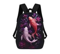 sinyumoney 2 Koi Fish Zaino Scolastico Stampato in 3D Per Bambini, Zaino Scolastico Casual Alla Moda Per Bambini Studenti 17inch