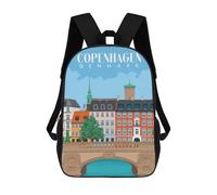 sinyumoney 2 Zaini Bridge And City Copenhagen Zaino Scolastico Per Bambini Borsa Scolastica Stampata in 3D Borse Scolastiche Per Ragazzi Studenti Delle Scuole Elementari E Medie 17inch