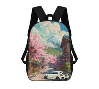 sinyumoney 2 Zaini Car Civic Type R Cherry Blossoms Zaino Scolastico Per Bambini Borsa Scolastica Stampata in 3D Borse Scolastiche Per Ragazzi Studenti Delle Scuole Elementari E Medie 17inch