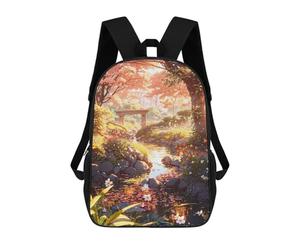 sinyumoney 2 Zaini Eclipse And Sun Zaino Scuola Per Bambini Borsa Scuola Stampa 3D Per Ragazzi Studenti Della Scuola E Del College, Spring Shores, 17"