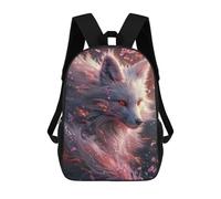 sinyumoney 2 Zaini Fairytale Snake Zaino Scuola Per Bambini, Borsa Scuola Stampato 3D Per Ragazzi Studenti Di Scuola Elementari E College, White Kitsune Fox Head, 17"