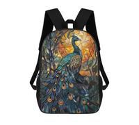sinyumoney 2 Zaini Fairytale Snake Zaino Scuola Per Bambini, Borsa Scuola Stampato 3D Per Ragazzi Studenti Di Scuola Elementari E College, Radiant Stained Peacock, 17"