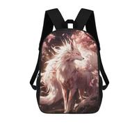 sinyumoney 2 Zaini Fairytale Snake Zaino Scuola Per Bambini, Borsa Scuola Stampato 3D Per Ragazzi Studenti Di Scuola Elementari E College, White Sakura Kitsune, 17"