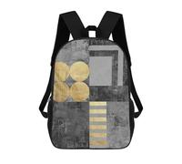 sinyumoney 2 Zaini Gray And Gold Art B Zaino Scolastico Per Bambini Borsa Scolastica Stampata in 3D Borse Scolastiche Per Ragazzi Studenti Delle Scuole Elementari E Medie 17inch