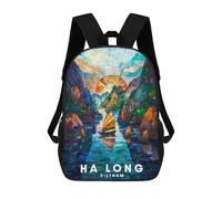sinyumoney 2 Zaini Ha Long Zaino Scolastico Per Bambini Borsa Scolastica Stampata in 3D Borse Scolastiche Per Ragazzi Studenti Delle Scuole Elementari E Medie 17inch