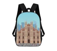sinyumoney 2 Zaini Milan Travel Print Zaino Scolastico Per Bambini Borsa Scolastica Stampata in 3D Borse Scolastiche Per Ragazzi Studenti Delle Scuole Elementari E Medie 17inch