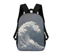 sinyumoney 2 Zaini Monochromatic Ocean Wave Art Print Zaino Scolastico Per Bambini Borsa Scolastica Stampata in 3D Borse Scolastiche Per Ragazzi Studenti Delle Scuole Elementari E Medie 17inch