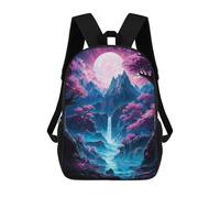sinyumoney 2 Zaini Neon Sakura Mountain Falls Zaino Scolastico Per Bambini Borsa Scolastica Stampata in 3D Borse Scolastiche Per Ragazzi Studenti Delle Scuole Elementari E Medie 17inch