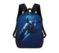 sinyumoney 2 Zaini Ocean Orca Whale Killer Zaino Scolastico Per Bambini Borsa Scolastica Stampata in 3D Borse Scolastiche Per Ragazzi Studenti Delle Scuole Elementari E Medie 17inch