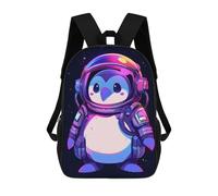 sinyumoney 2 Zaini Penguin Reading A Book Zaino Scuola Per Bambini Borsa Scuola Stampato 3D Per Ragazzi Studenti Della Scuola, Cool Astronaut Penguin, 17"