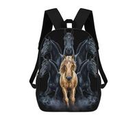 sinyumoney 2 Zaini Six Hours And Golden Horse Zaino Scolastico Per Bambini Borsa Scolastica Stampata in 3D Borse Scolastiche Per Ragazzi Studenti Delle Scuole Elementari E Medie 17inch