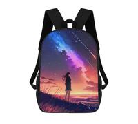sinyumoney 2 Zaini Twilight Galaxy Lake Zaino Scuola Per Bambini, Borsa Scuola Stampato 3D Per Ragazzi Studenti Della Scuola E Del College, Galaxy Anime Sunset Hill, 17"