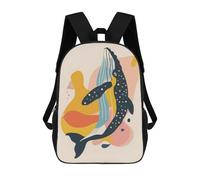 sinyumoney 2 Zaini Whale Abstract Flat Zaino Scolastico Per Bambini Borsa Scolastica Stampata in 3D Borse Scolastiche Per Ragazzi Studenti Delle Scuole Elementari E Medie 17inch