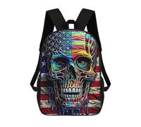 sinyumoney 3D American Flag Skull Artwork Zaino Per Bambini Impermeabile Borsa Scolastica Zaino Carino Zaini Casual Alla Moda Borsa Scolastica Per Bambini Per Bambina E Bambino Scuola 17inch