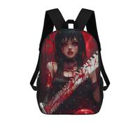 sinyumoney 3D Bloody Anime Girl with Chainsaw Zaino Per Bambini Impermeabile Borsa Scolastica Zaino Carino Zaini Casual Alla Moda Borsa Scolastica Per Bambini Per Bambina E Bambino Scuola 17inch
