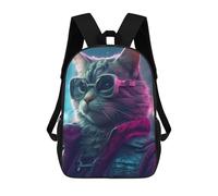 sinyumoney 3D Cat Glasses Jacket Future Zaino Per Bambini Impermeabile Borsa Scolastica Zaino Carino Zaini Casual Alla Moda Borsa Scolastica Per Bambini Per Bambina E Bambino Scuola 17inch