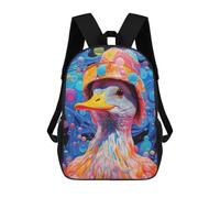 sinyumoney 3D Colorful Duck Portrait-1 Zaino Per Bambini Impermeabile Borsa Scolastica Zaino Carino Zaini Casual Alla Moda Borsa Scolastica Per Bambini Per Bambina E Bambino Scuola 17inch