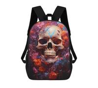 sinyumoney 3D Colorful Floral Skull Artwork Zaino Per Bambini Impermeabile Borsa Scolastica Zaino Carino Zaini Casual Alla Moda Borsa Scolastica Per Bambini Per Bambina E Bambino Scuola 17inch