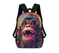sinyumoney 3D Colorful Monkey Portrait-14 Zaino Per Bambini Impermeabile Borsa Scolastica Zaino Carino Zaini Casual Alla Moda Borsa Scolastica Per Bambini Per Bambina E Bambino Scuola 17inch