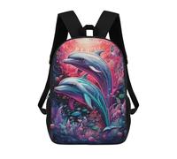 sinyumoney 3D Dolphins in A Colorful Ocean -4 Zaino Per Bambini Impermeabile Borsa Scolastica Zaino Carino Zaini Casual Alla Moda Borsa Scolastica Per Bambini Per Bambina E Bambino Scuola 17inch