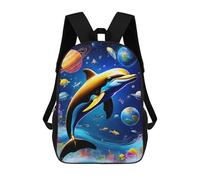 sinyumoney 3D Dolphins in Space Zaino Per Bambini Impermeabile Borsa Scolastica Zaino Carino Zaini Casual Alla Moda Borsa Scolastica Per Bambini Per Bambina E Bambino Scuola 17inch