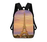 sinyumoney 3D Eiffel Tower Sunset Zaino Per Bambini Impermeabile Borsa Scolastica Zaino Carino Zaini Casual Alla Moda Borsa Scolastica Per Bambini Per Bambina E Bambino Scuola 17inch