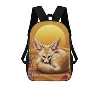 sinyumoney 3D Fennec Fox in Desert Landscape Zaino Per Bambini Impermeabile Borsa Scolastica Zaino Carino Zaini Casual Alla Moda Borsa Scolastica Per Bambini Per Bambina E Bambino Scuola 17inch