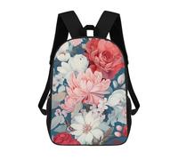 sinyumoney 3D Floral Harmony in Pink And White Zaino Per Bambini Impermeabile Borsa Scolastica Zaino Carino Zaini Casual Alla Moda Borsa Scolastica Per Bambini Per Bambina E Bambino Scuola 17inch