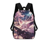 sinyumoney 3D Fox in Cherry Blossom Night Zaino Per Bambini Impermeabile Borsa Scolastica Zaino Carino Zaini Casual Alla Moda Borsa Scolastica Per Bambini Per Bambina E Bambino Scuola 17inch