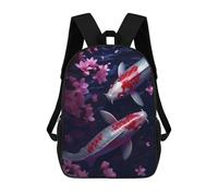 sinyumoney 3D Koi And Cherry Blossoms Zaino Per Bambini Impermeabile Borsa Scolastica Zaino Carino Zaini Casual Alla Moda Borsa Scolastica Per Bambini Per Bambina E Bambino Scuola 17inch