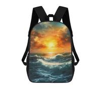 sinyumoney 3D Sunset Water Waves Ocean Zaino Per Bambini Impermeabile Borsa Scolastica Zaino Carino Zaini Casual Alla Moda Borsa Scolastica Per Bambini Per Bambina E Bambino Scuola 17inch