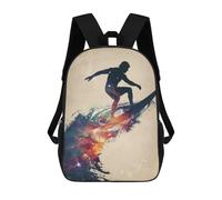 sinyumoney 3D Surfing Galaxy Silhouette Zaino Per Bambini Impermeabile Borsa Scolastica Zaino Carino Zaini Casual Alla Moda Borsa Scolastica Per Bambini Per Bambina E Bambino Scuola 17inch