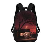 sinyumoney 80s Neon Night Moon Zaino Scolastico Zaino Per Bambini Borsa Scolastica Di Grande Capacità Zaino Per Bambini Per La Scuola Zaino 3D Borsa Per Libri Regali Per Bambini 17inch
